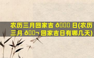 农历三月回家吉 🐛 日(农历三月 🐬 回家吉日有哪几天)